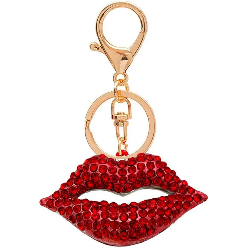 

1/3pcs Big 3D Hot Lips Shape Keyring Sparkling Charm Blingbling Keychain Crystal Rhinestone Pendant