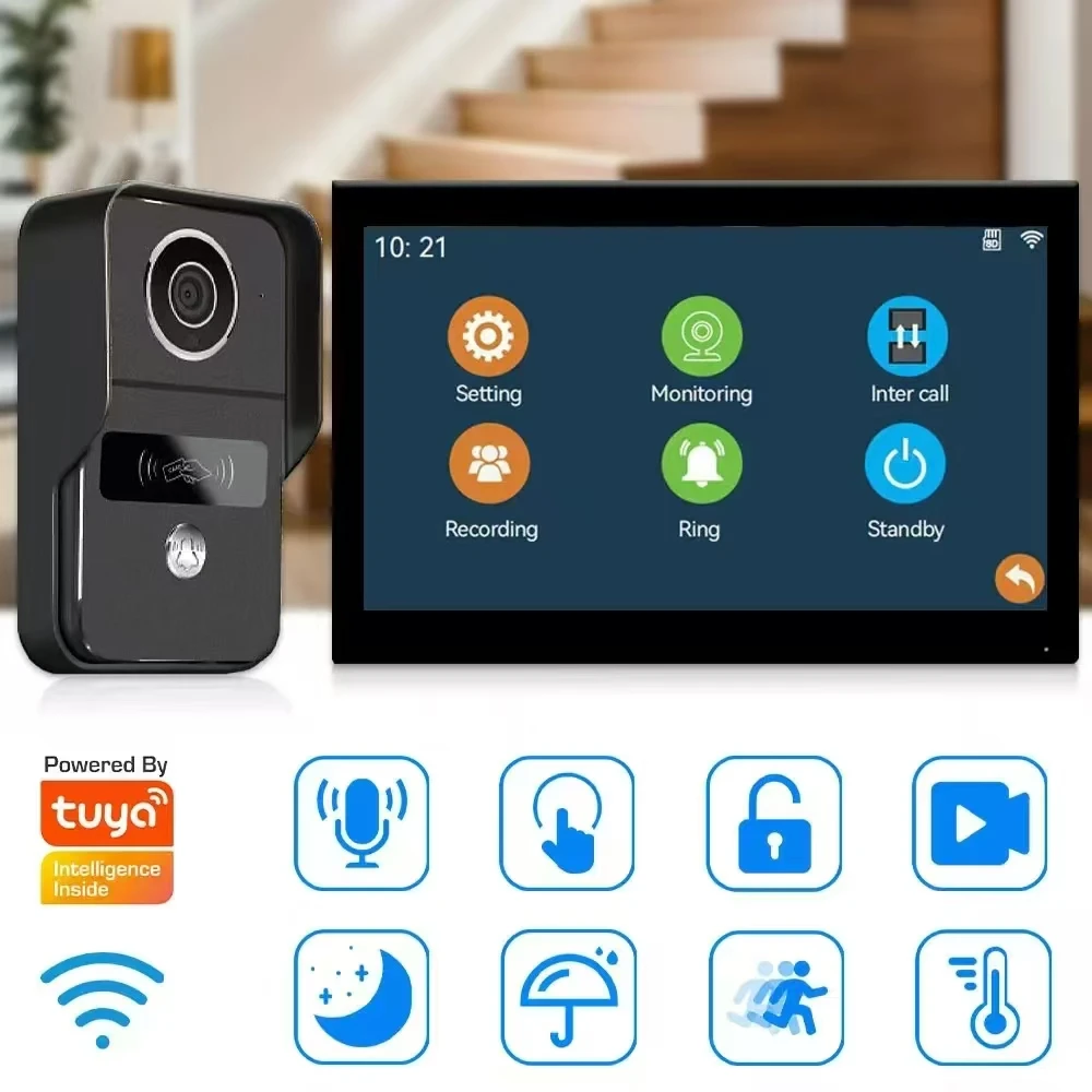 7-дюймовый IPS-экран 2MP Tuya APP Rifd Дистанционное управление Видеодомофон WIFI IP Дверной