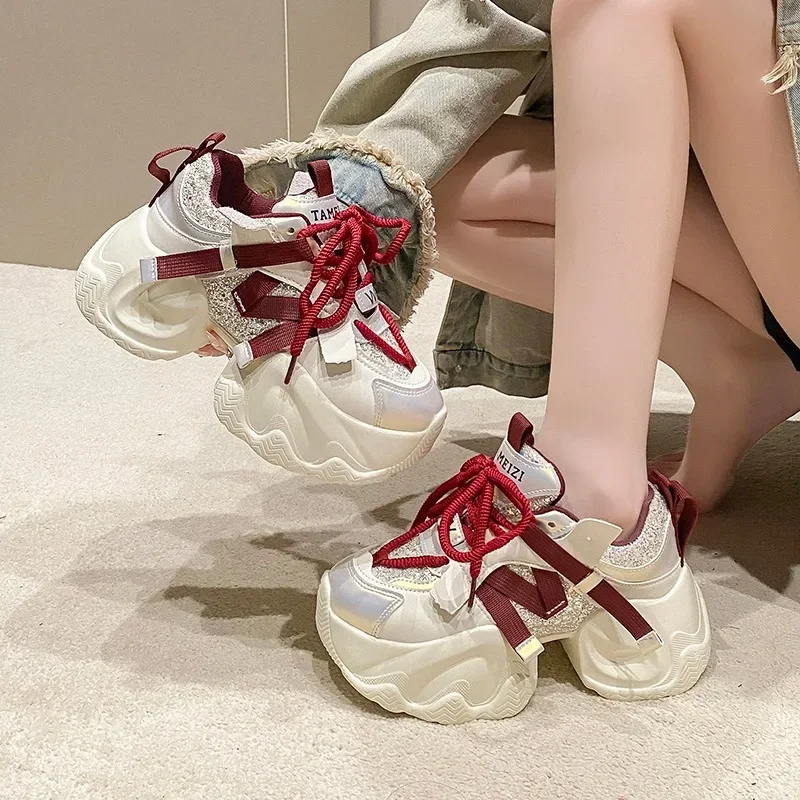 Кроссовки женские на толстой подошве Вулканизированная подошва повседневная