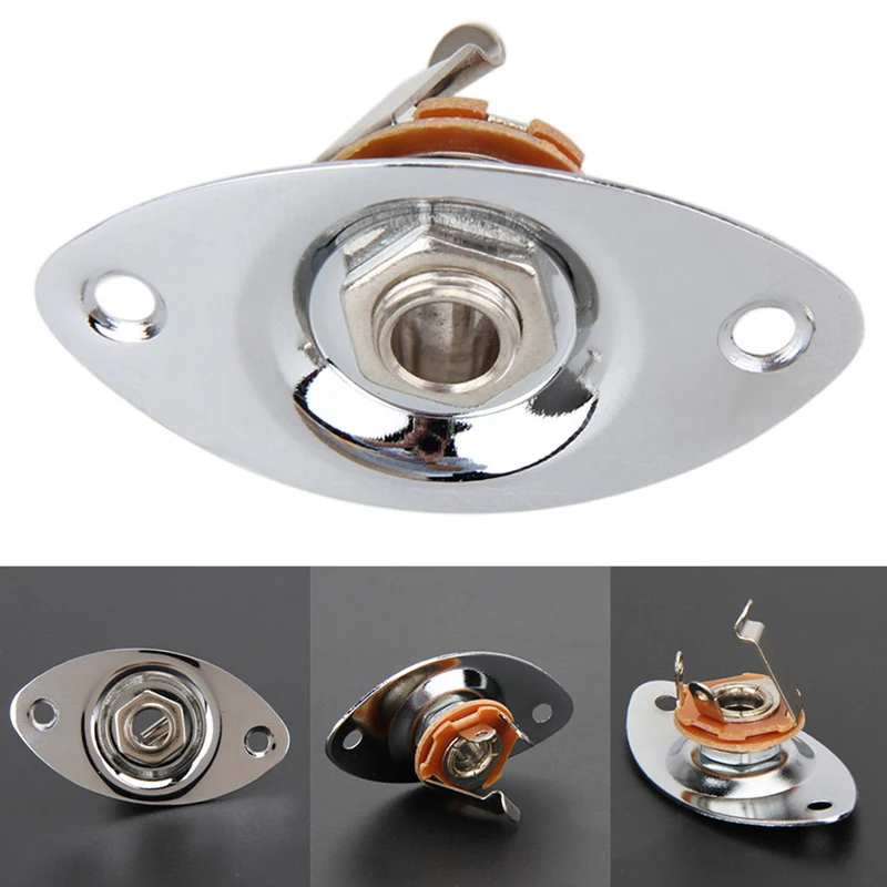 

Oval Guitar Jack Plate 6.35mm Guitarra Pickup Output Input Jack Socket For Bass Electric Guitar Accessories Oval Guitar Jack