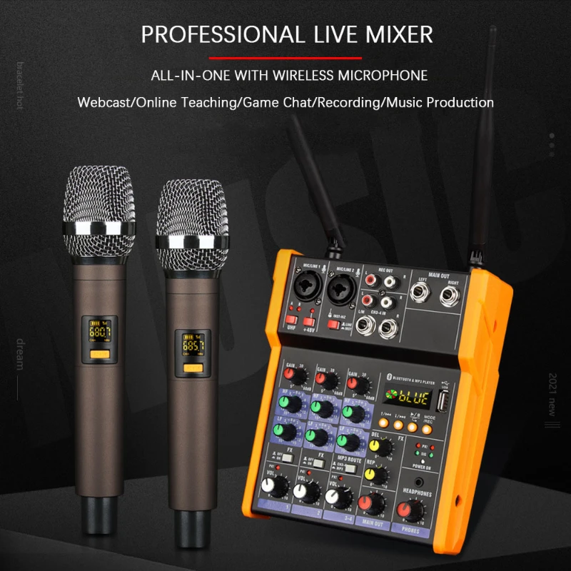 

Mixer home performance effect device with wireless microphone set computer live K song Bluetooth microphone
