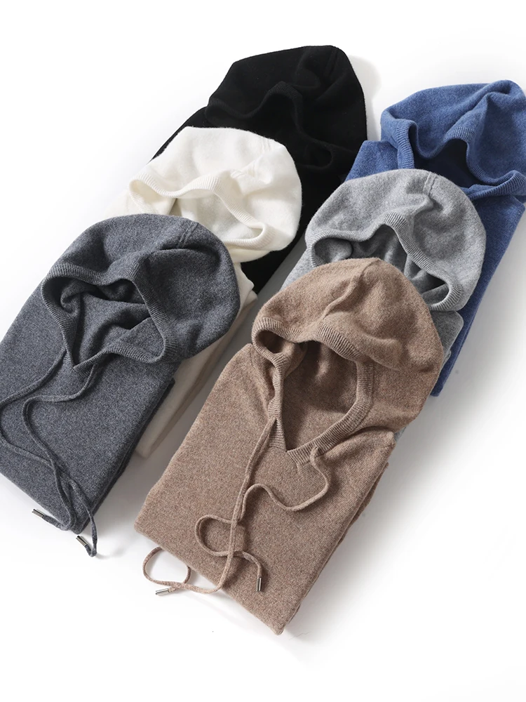 Осень-зима новый мужской базовый пуловер с капюшоном 100% мериносовая шерсть