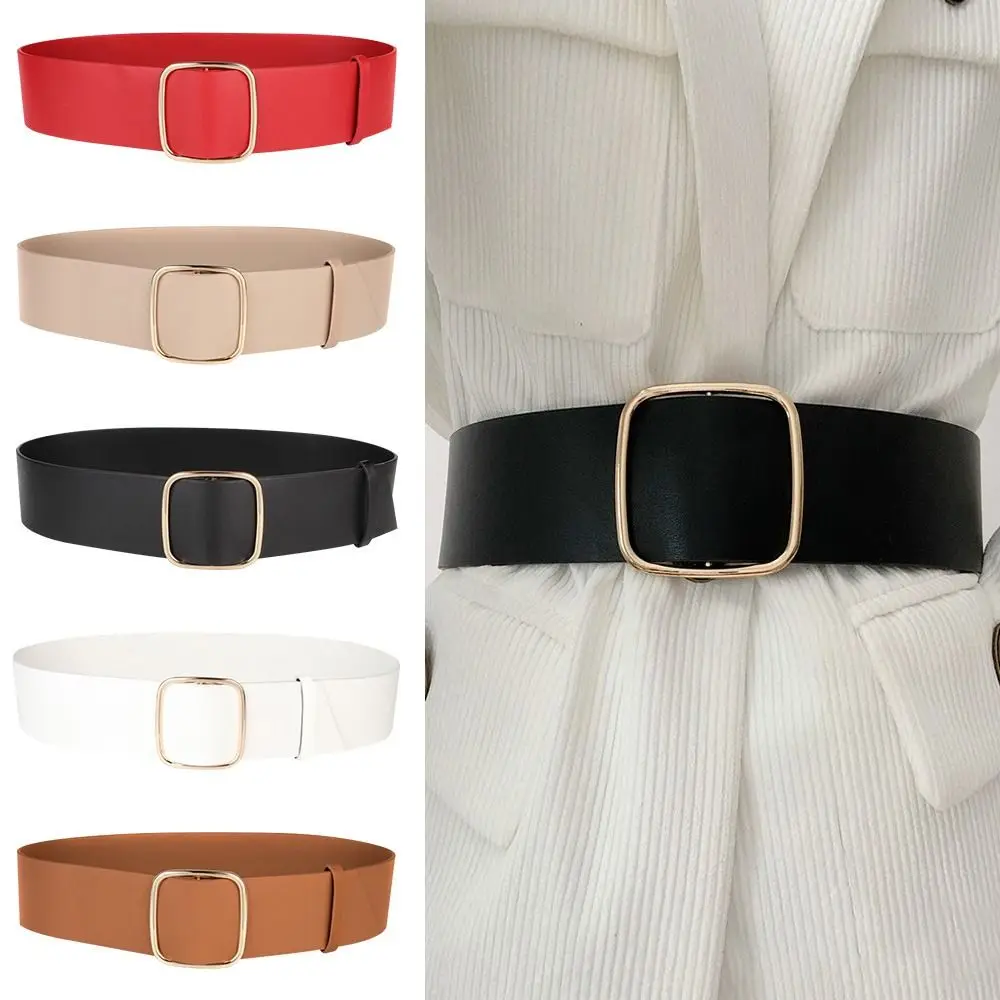 

Fashion Vintage Casual Retro Wide Waist Strap No-hole Buckle Waistband Trouser Dress Belts Leather Belt