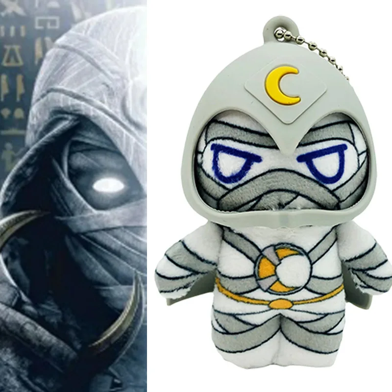 

Disney Marvel Anime Figure Moon Knight Short Plush & PP Cotton Doll Keychain Bag Keyring Charm Accessorie Kids Toy Birthday Gift