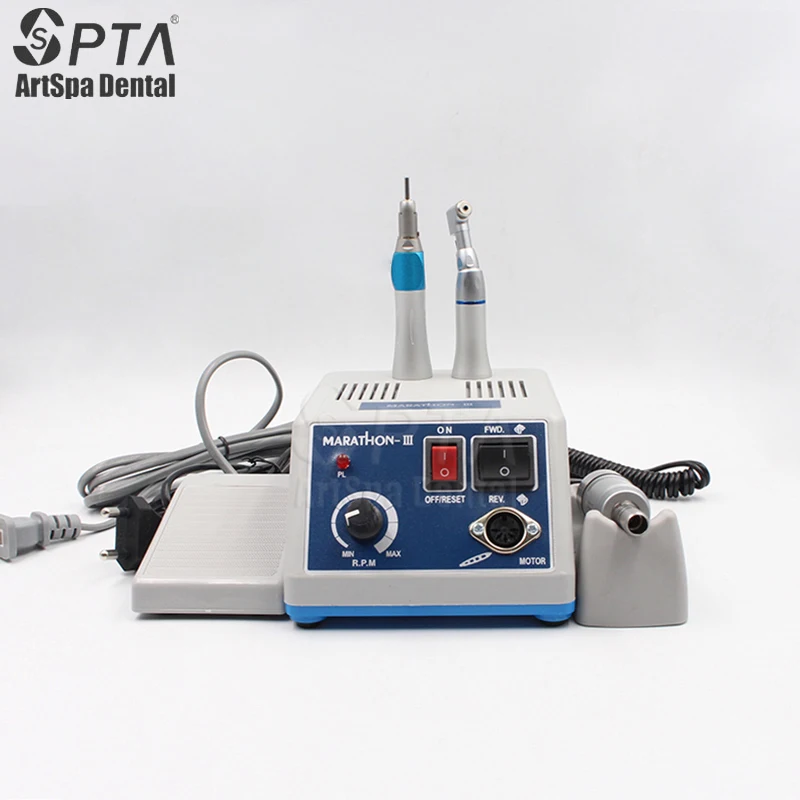 SPTA Dental Lab Micromotor Polisher Handpiece With Contra Angle & Straight Turbine SEAYANG MARATHON 3 Dentist Electric Motor