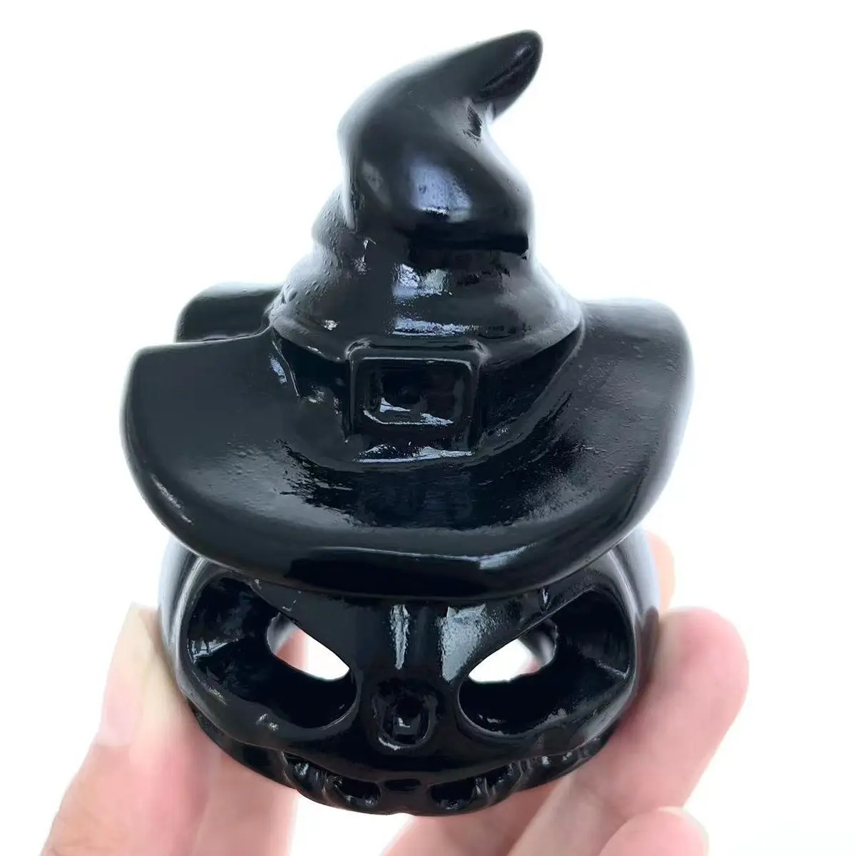 

Натуральный кристалл обсидиан резьба в виде тыквы на Хэллоуин лечебные камни рейки драгоценные камни для украшения дома подарки