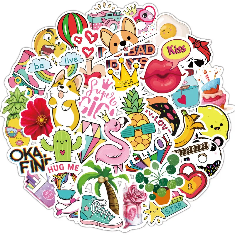 33 Styles Stickers 50PCS/Pack Decals Sticker For DIY Car Laptop PC Guitar Notebook Luggage Skateboard Cartoon Vsco Girls Sticker images - 6