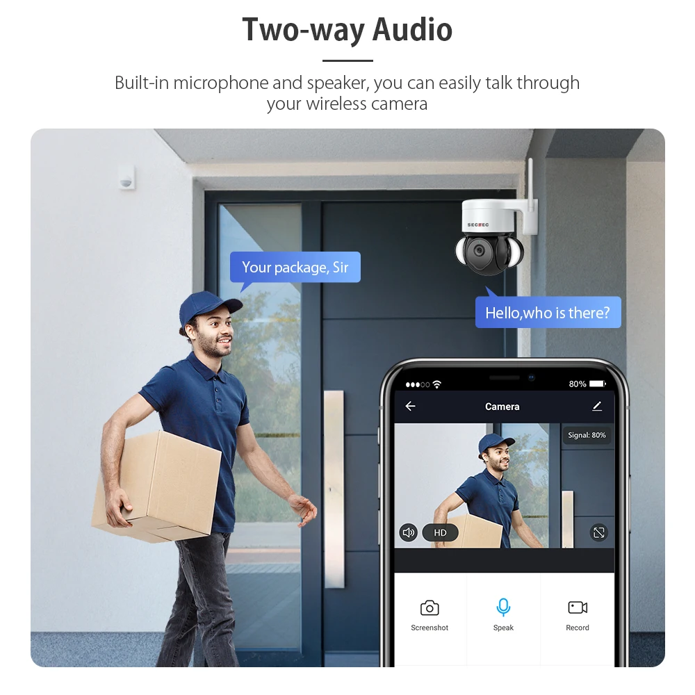 SECTEC Tuya Camera WiFi Wireless Outdoor CCTV Video Surveillance Security Protection Waterproof Smart Home Alexa |