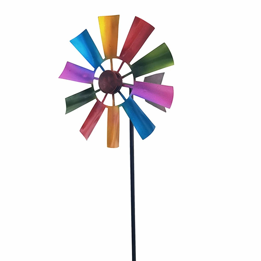 

Creative Windmill Wind Spinner Yard 73cm Balcony Garden Decoration Metal Multicolor Ornament Outdoor Parts Patio