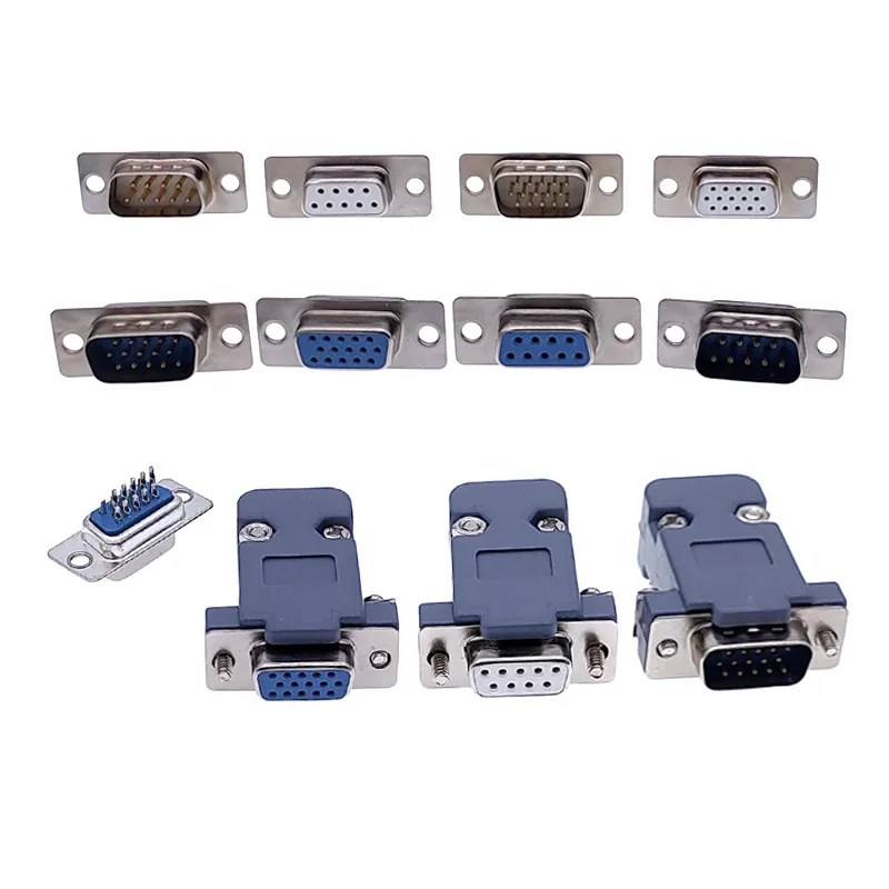 10pcs-db9-adapter-connector-core-rs232-serial-com-plug-connectors-hole-pin-db15-female-male-port-socket-d-sub-dp9-plastic-case