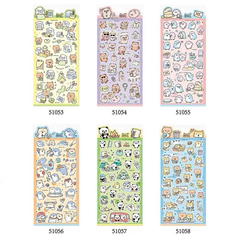 

Korea Brand Nekoni Cartoon Panda Bear Pig Penguin Hard Living Scrapbooking Sticker DIY Stationery Diary Mobile Cups Decoration