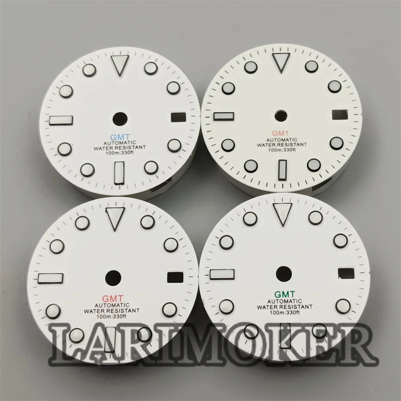 LARIMOKER 29 мм белый черный циферблат синий красный зеленый GMT Mark светящийся Fit NH34