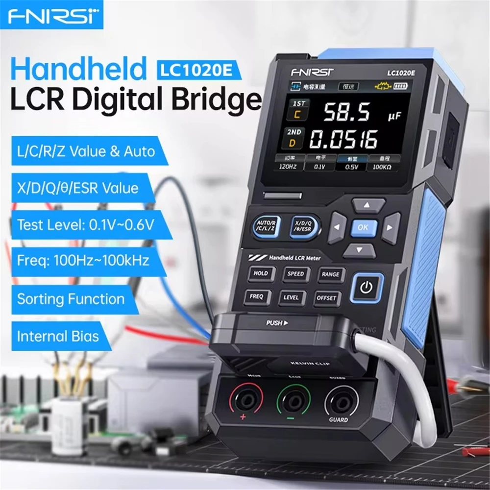 Фото FNIRSI LC1020E Высокоточный цифровой измеритель LCR ESR для измерения сопротивления, емкости и индуктивности электронных компонентов №2