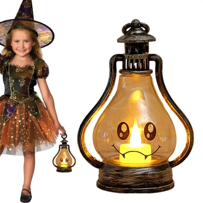 

Halloween Pumpkin Lights Handheld Halloween Porch Decorations Light Up Lantern Pumpkins With Different Emoticons Flameless
