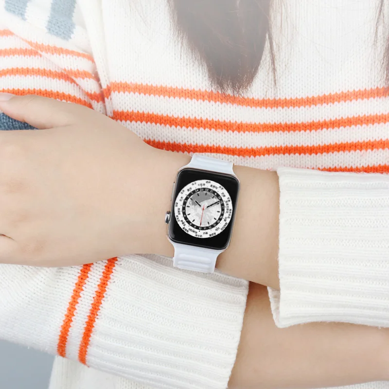 Silicone Link Strap Magnetic Loop for Apple Watch Band 45mm 44mm 40mm 49mm IWatch Series 8 7 6 SE 5 4 3 Sport Bracelet 42mm 41mm