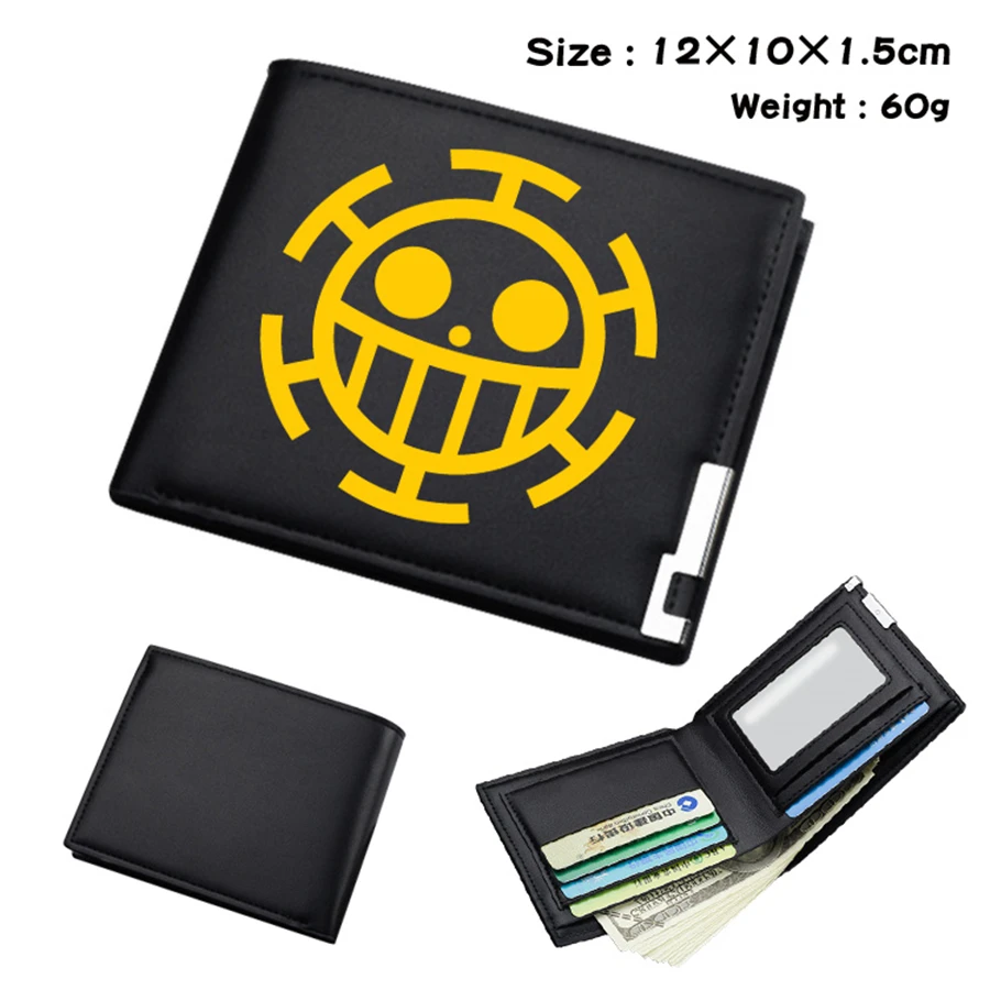 

Anime Luffy Law Luffy Law Black PU Wallet Men's Bifold Photo Card Holder Boys Girls Teenager Leather Casual Purses Otaku Gifts