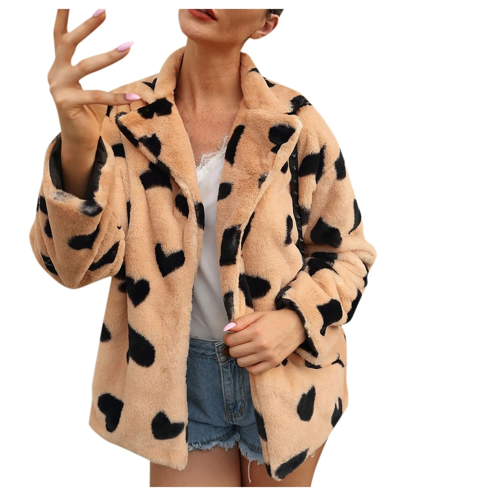 

Женское пальто, зимнее пальто с леопардовым принтом, Плюшевые куртки, свободное повседневное пальто с длинным рукавом, Женская парка с хлоп...