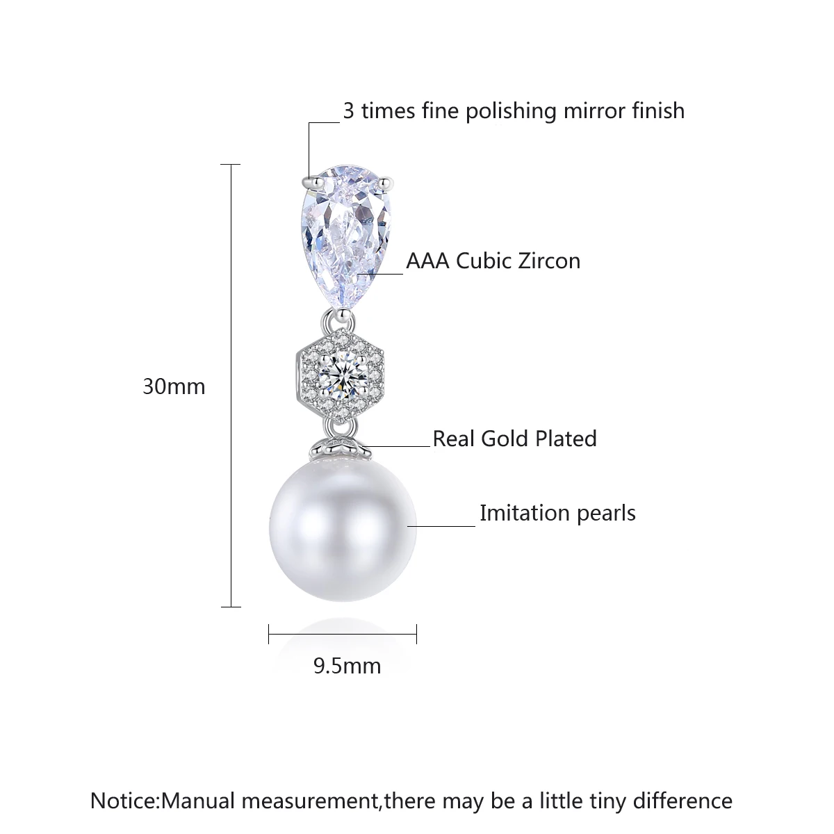 LUOTEEMI модные жемчужные висячие серьги с кристаллом CZ для женщин очаровательные