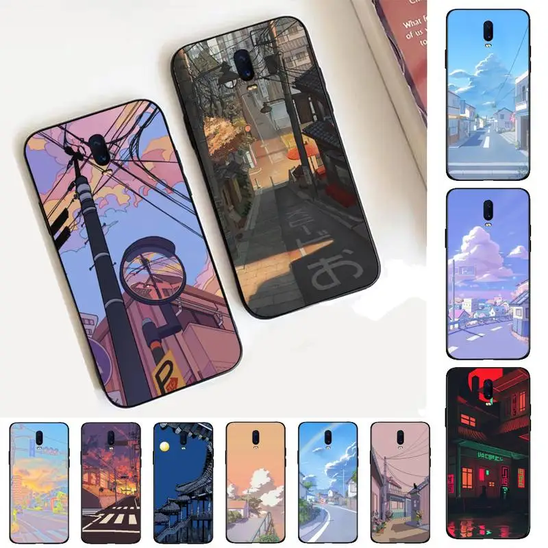 

Japanese Anime Hand Painted House scenery Phone Case for Vivo Y91C Y11 17 19 17 67 81 Oppo A9 2020 Realme c3