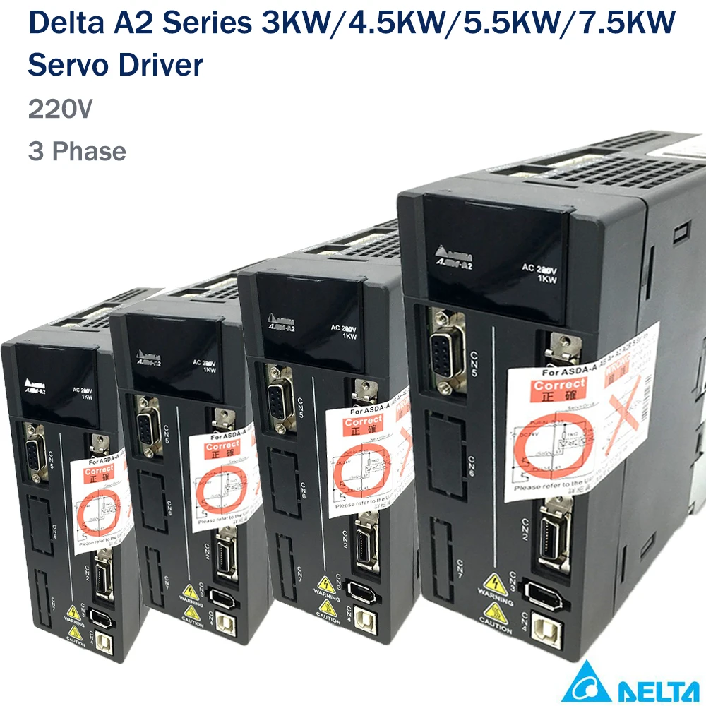 

Delta A2 3KW/4.5KW/5.5KW/7.5KW Driver AC Servo 220V 3PH ASD-A2-3023-L/E/M,ASD-A2-4523-L,RS-485,Electronic cam,EtherCAT,CANopen