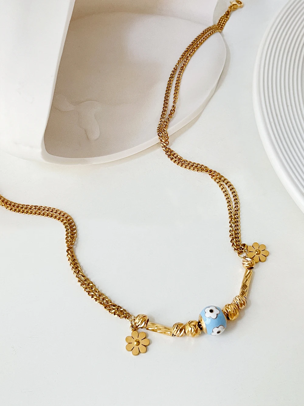 Женское Ожерелье с эмалью и шариком Peri'sBox Ювелирное Украшение из нержавеющей