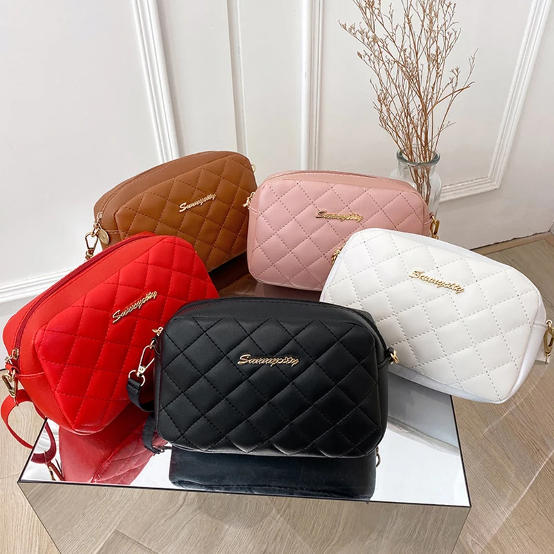 

New Fashion Chain Ladies Crossbody Bags Tassel Small Messenger Bag for Women Trend Lingge Embroidery Camera Female Shoulder Bags