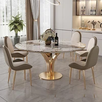 Suitable for Pandora Stone Plate Dining Table Light Luxury Household Small Apartment round Table Modern Minimalist Marble Living