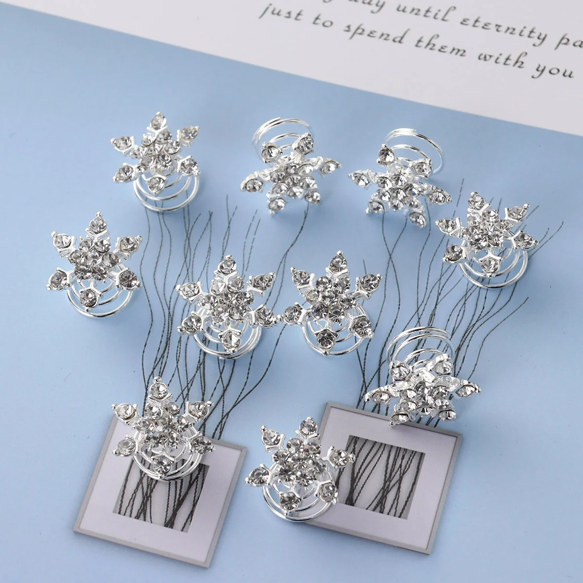 

10pcs Snowflake Clips Spiral Hairpin Bride Bridal Wedding Updo Clips Women's Hair Clips Girls (White)