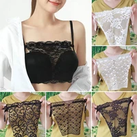 1 pc womens invisible solid color mock camisole lace clip on cleavage cover up bra insert black white