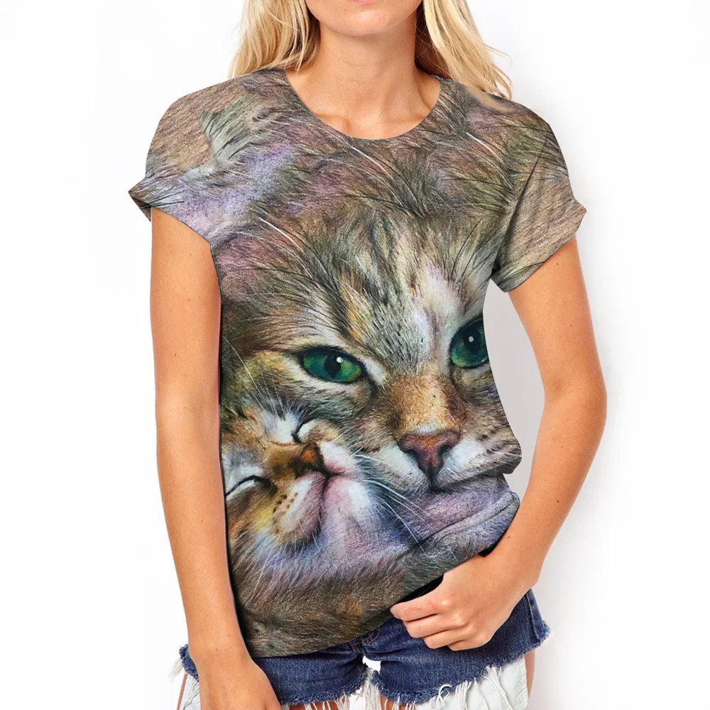 

Женская футболка с круглым вырезом, с принтом кошек и собак
