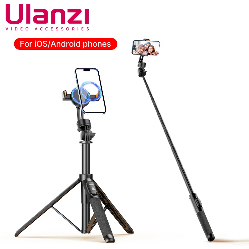 Selfie Stick Triangle  Ulanzi SK-05 Extendable Selfie Stick Phone Tripod Bluetooth with Remote Magsafe 1.6M 360° Rotation Holder For iPhone IOS Android 
