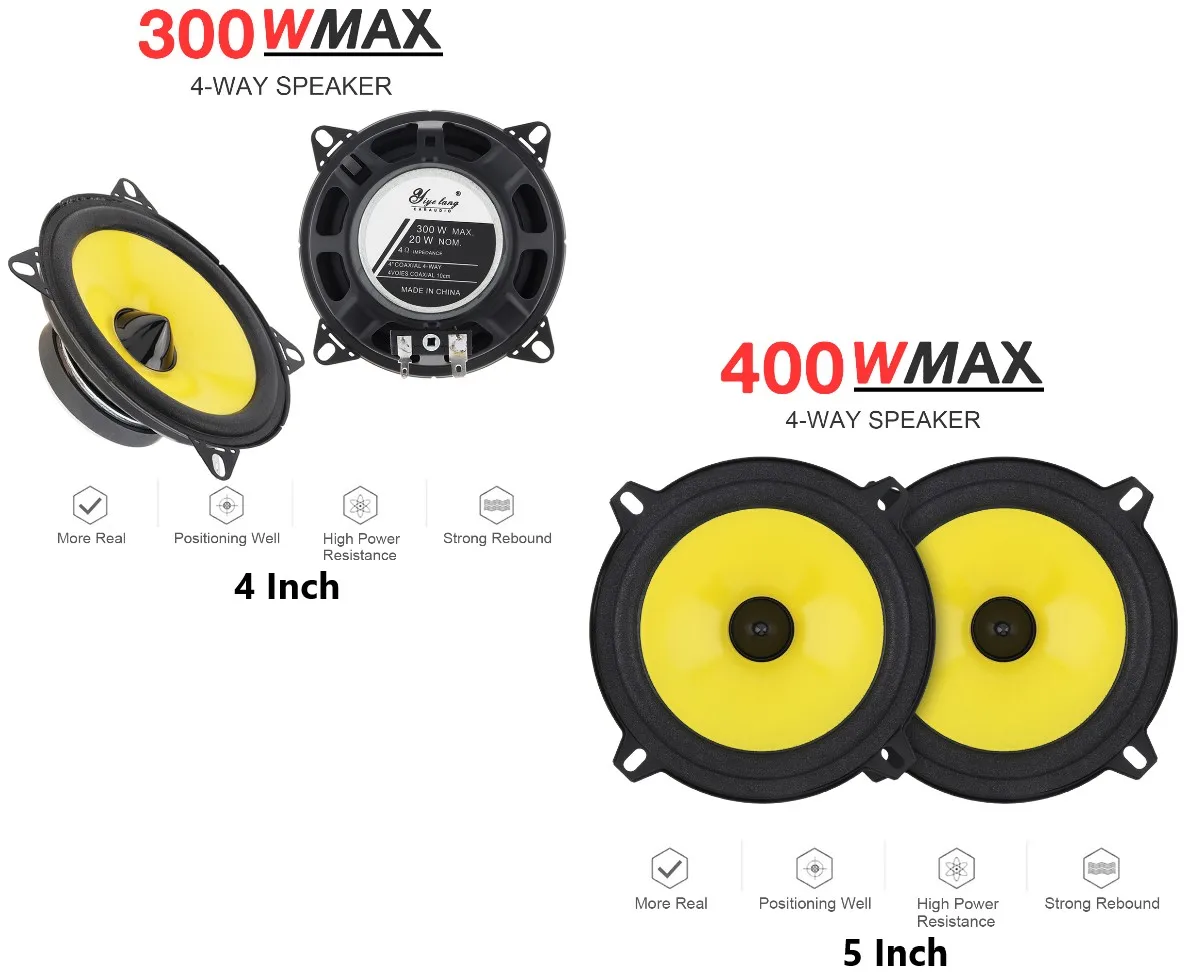 2pcs  4 / 5 Inch Car Audio Speaker Universal Heavy Mid-bass Ultra-thin Modified Speaker Non-destructive Installation