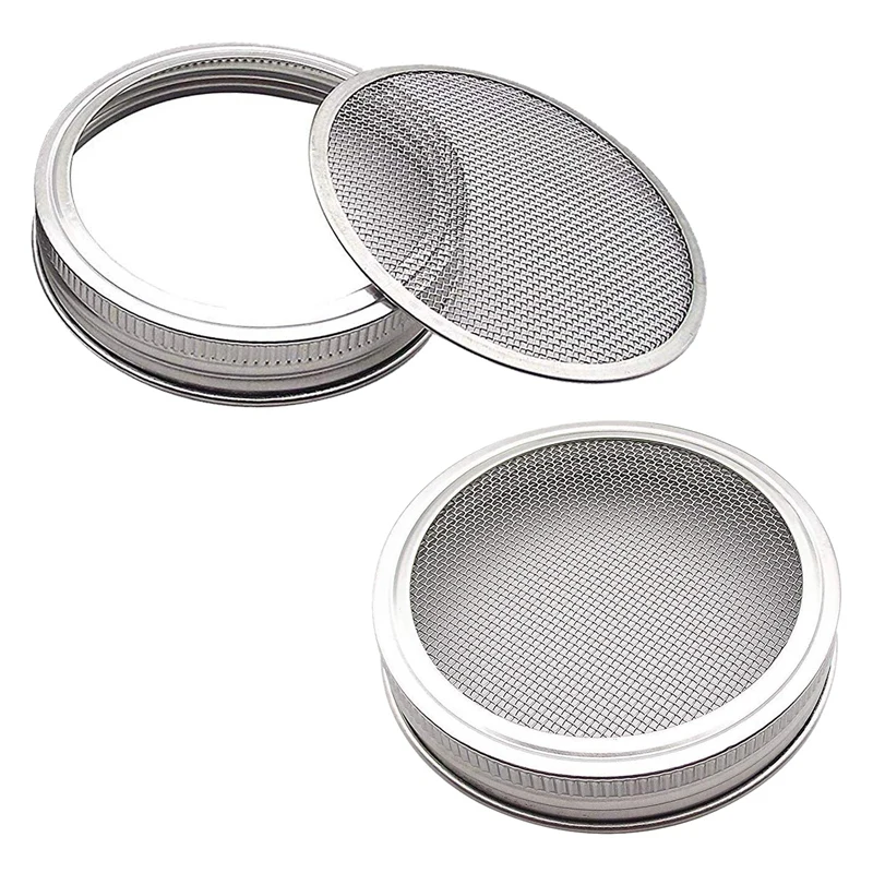 

Set Of 2 Stainless Steel Sprouting Jar Lid Kit For Superb Ventilation Fit For Wide Mouth Mason Jars Canning Jars For Making Orga