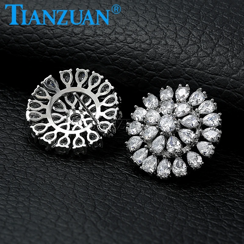 New 925 Sterling Silver Flower Stud Earrings Fashion Dangle Moissanite Earrings for Women Gift Fashion Ear Jewelry