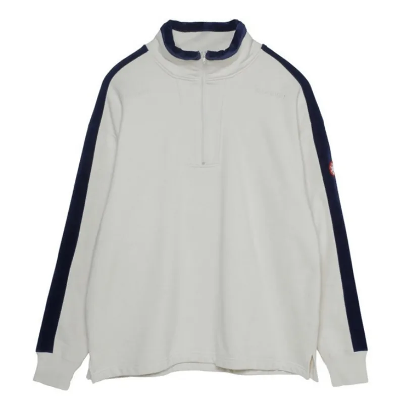 

CAVEMPT C.E Half Zip High Neck Sweater Men And Women Stand Collar Splicing School Uniform CE Loose Coat