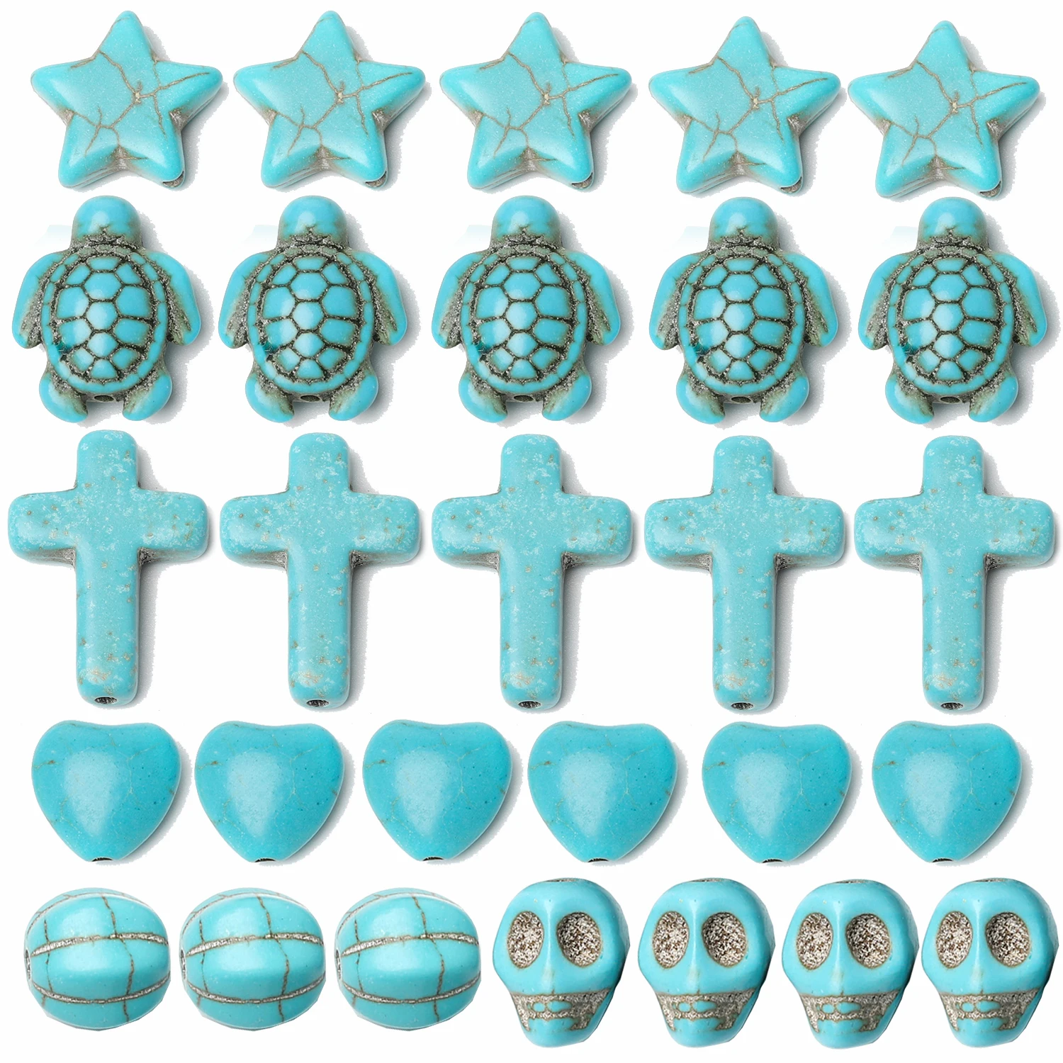 Бусины из натурального бирюзового камня череп морская черепаха капельное сердце