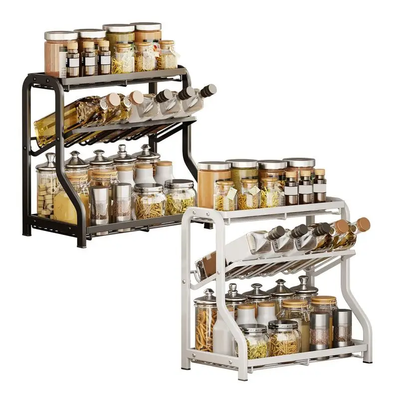 

Spice Rack Organizer Seasoning Shelf Spice Jar Storage Rack food storage shelf Three Layers Seasoning Organizer for Kitchen