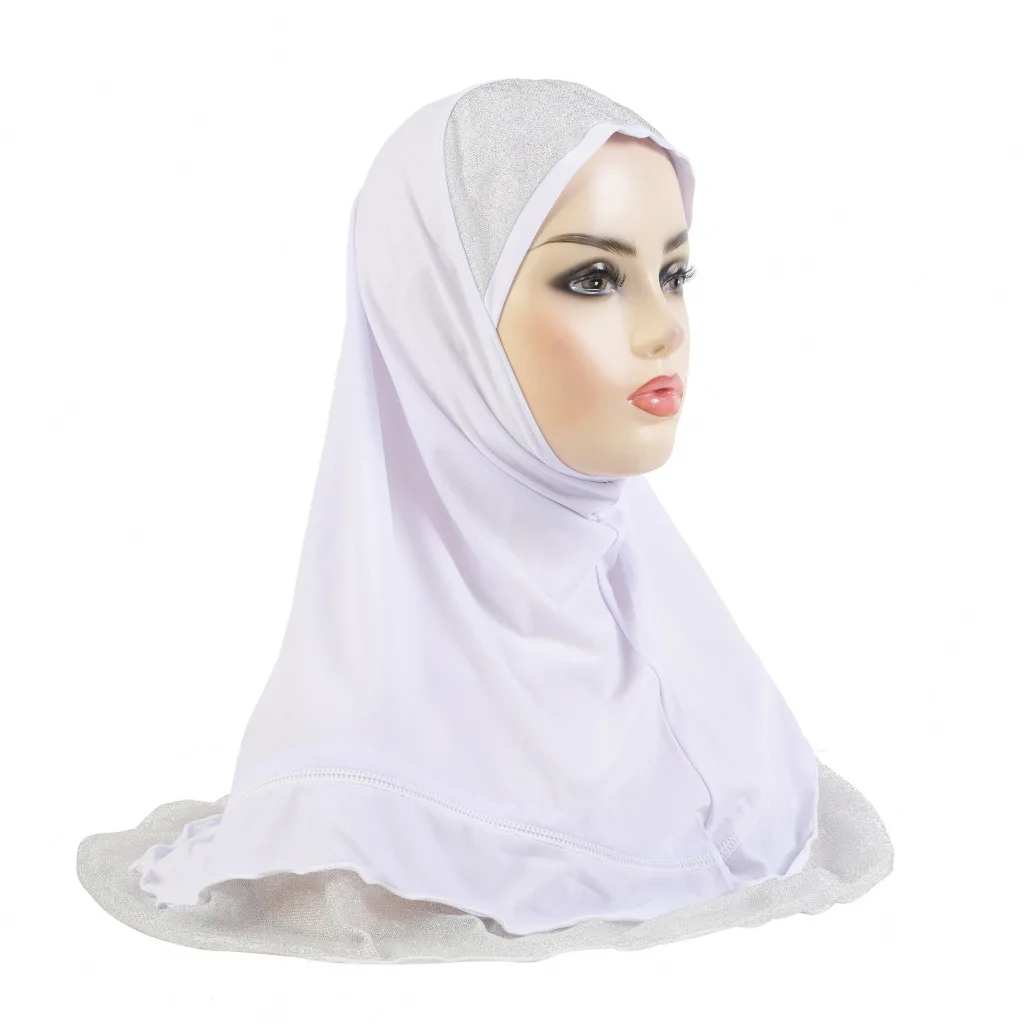 H310 One Piece Muslim Hijab Women Instant Scarf Glitter Khimar Headscarf Turban Pull On Ready Made To Wear Shawls Wrap Niqab