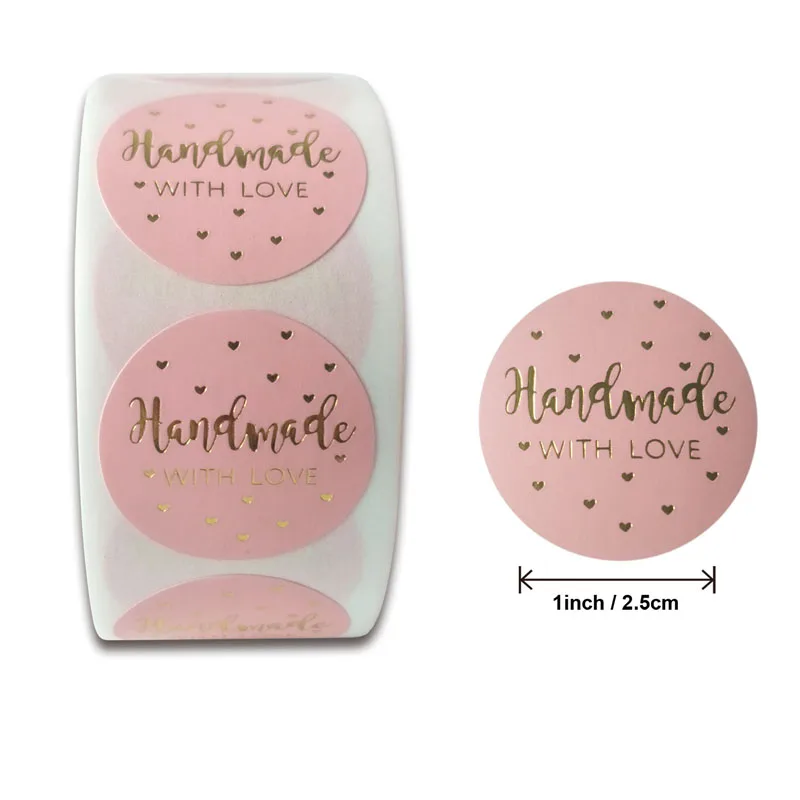 500 шт Круглые этикетки ручной работы из крафт-бумаги популярное розовое золото