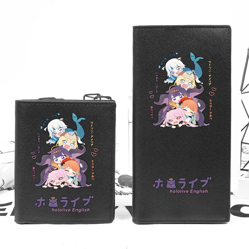 

Hololive Anime English Gawr Gura Vtuber Figure Short Long Wallet With Zipper Purse Moneybag Card Holder Fashion Cartoon Gift