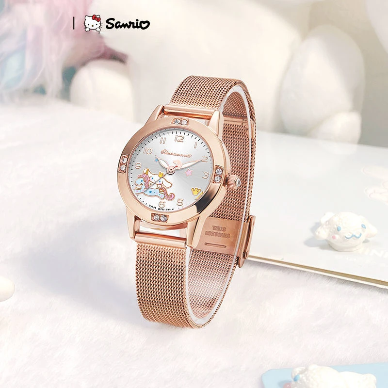 

Милые кварцевые часы Sanrio Cinnamoroll Hello Kitty аниме фигурка Водонепроницаемая светящаяся указка Набор со стразами циферблат Рождественский подарок