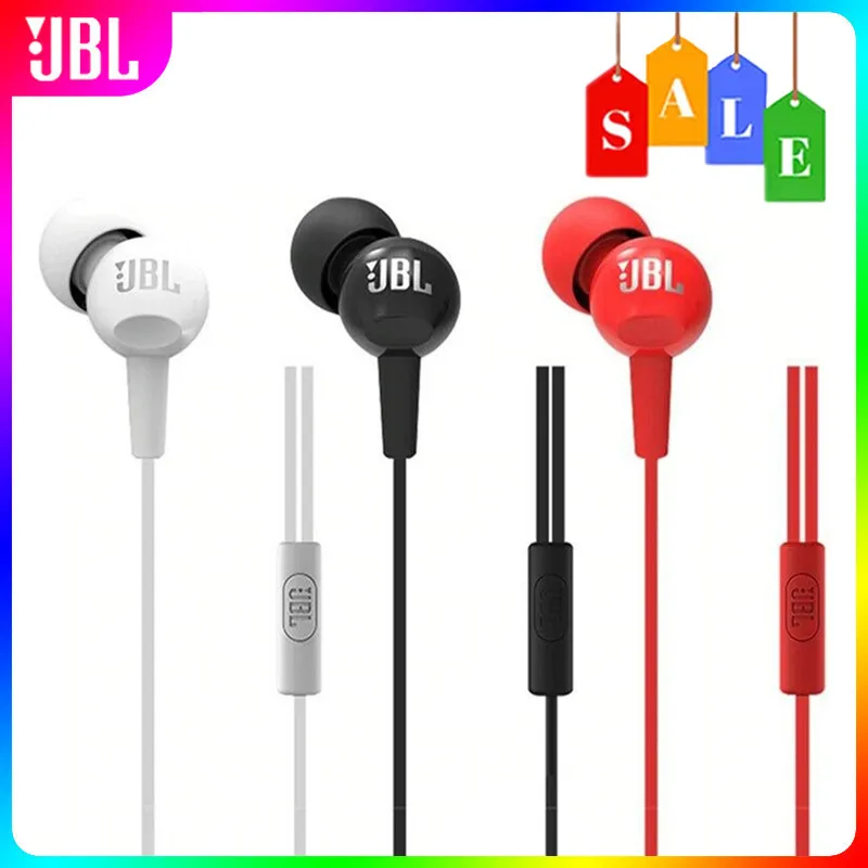 Original JBL C100SI 3.5mm Wired Stereo Earphones Bass Music Sports Headset Running Earphone Hands-free Call Headphone With Mic