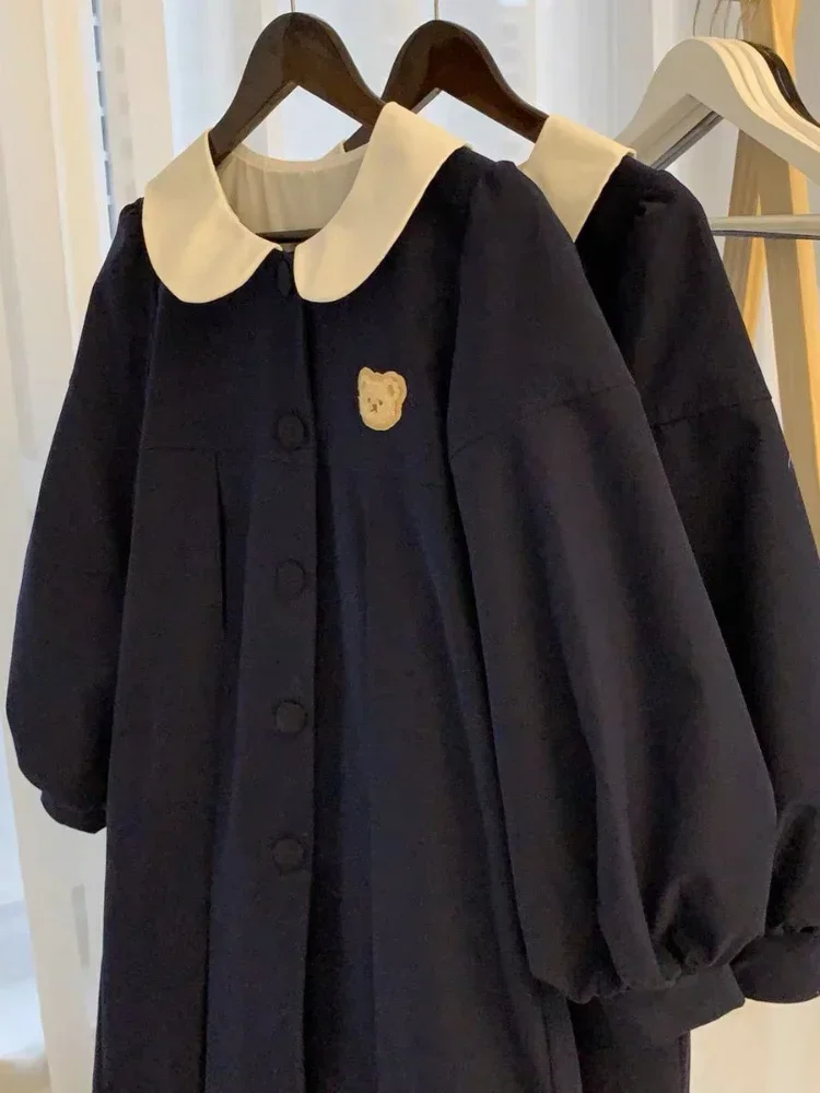 Женская куртка с вышивкой и медведем свободная повседневная в японском стиле