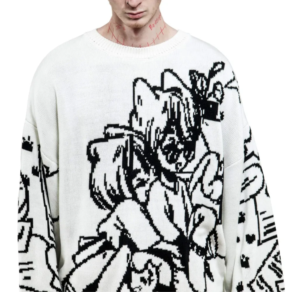 Винтажные Мультяшные вязаные свитера для мужчин и женщин повседневные Модные