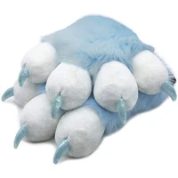 fursuit paws mascot accessories furry partial cosplay fluffy claw gloves costume lion bear props for kids adults light blue