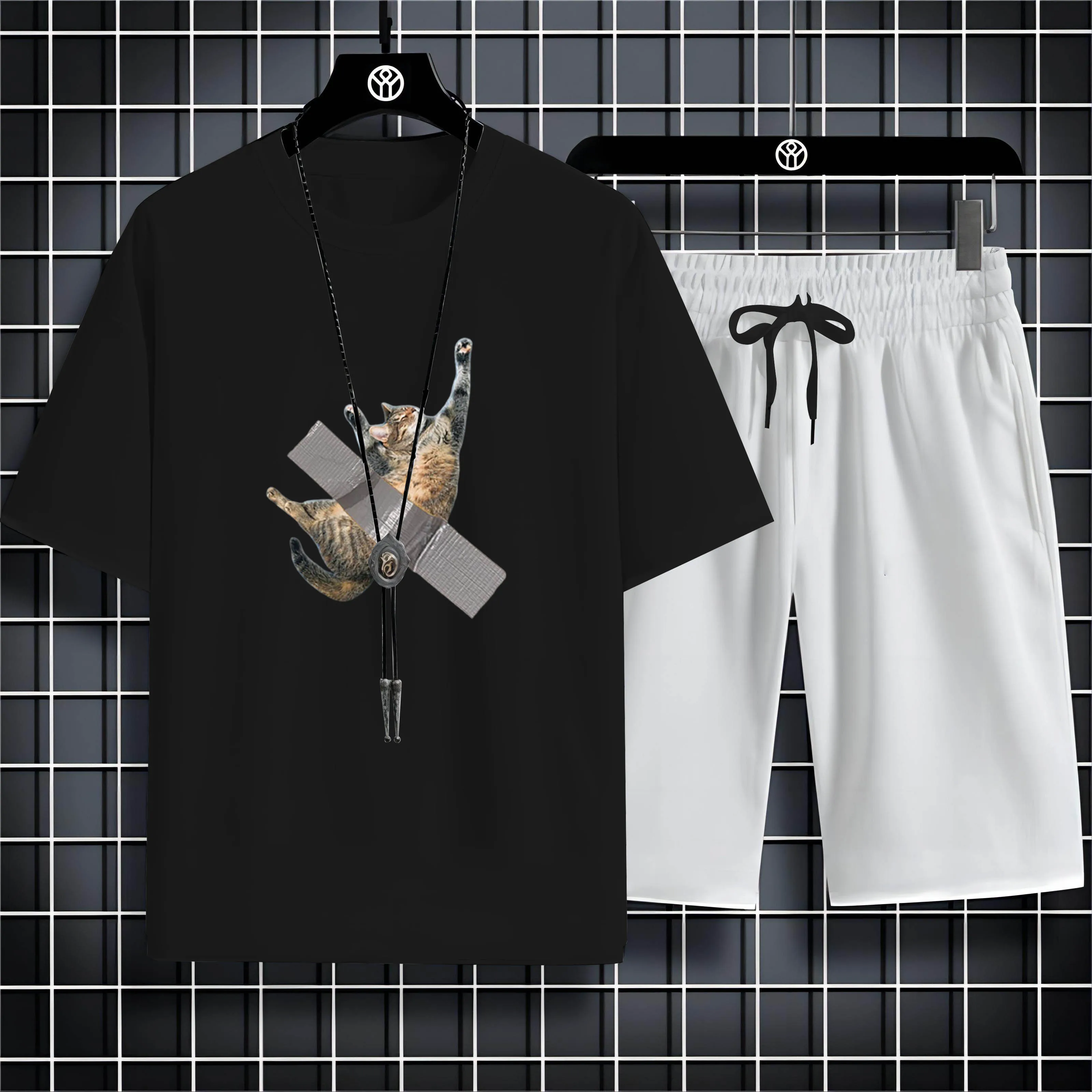 

Plus Size Round Neck T-Shirt Short Sleeve Suit Summer Fun Print Men Loose Quick Dry Adult Outdoor Beach Fashion Leisure Sports