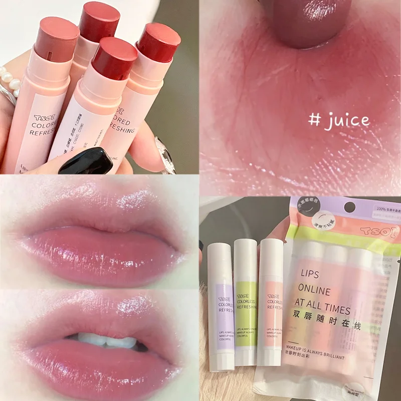 

1/3PCS Moisturizing Tinted Lipstick Long Lasting Natural Fruity Reducing Lip Lines Lip Makeup BaseLip Balm Lips Care Cosmetics