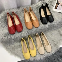 soft bottom elastic band ballet flats women square toe moccasins casual design spring summer single leather shoes woman loafers