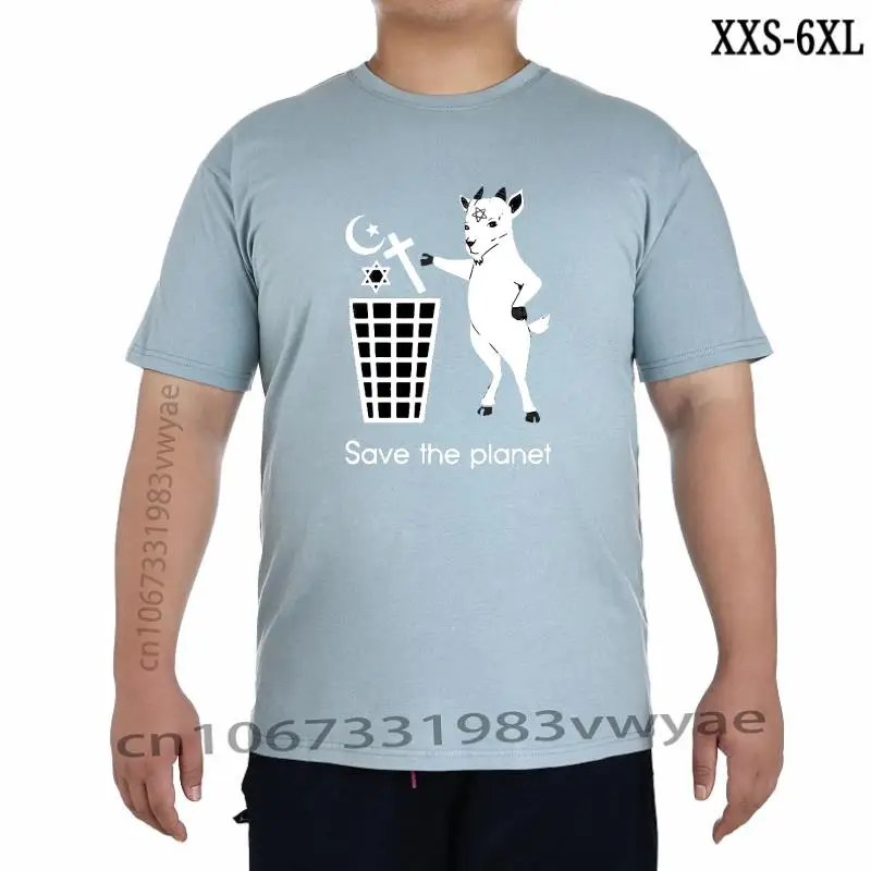 

Горячая Распродажа, необычные футболки с забавным принтом козы сатаны, экономьте раньше, мужские и женские летние повседневные футболки, женские футболки