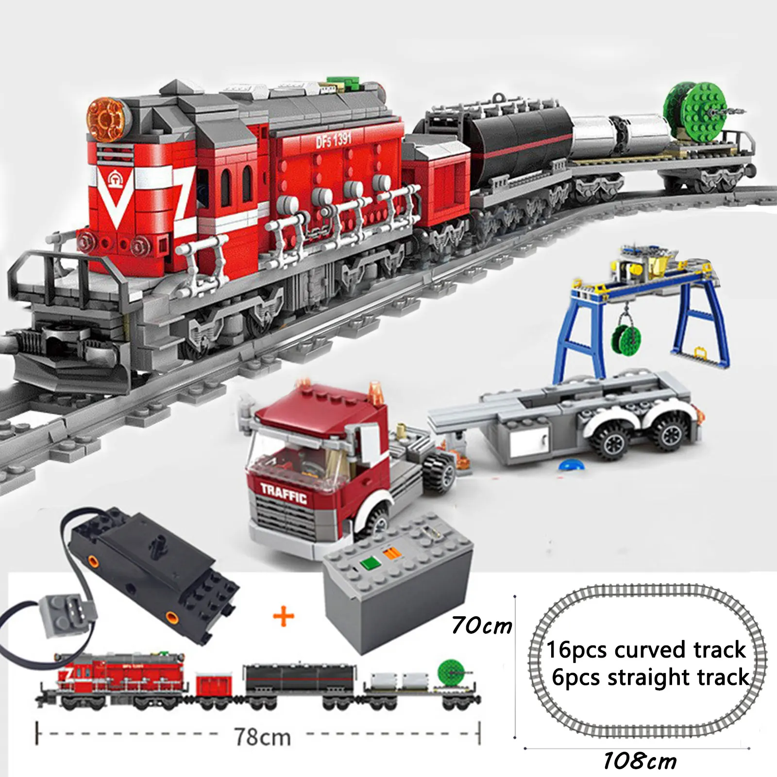 

KAZI City Train Station Rail Tracks Power Function Building Block DIY Toys Bricks For Children Compatible All Brands Rail Train